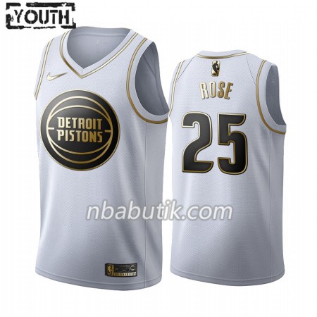NBA Børn Trøje Detroit Pistons Derrick Rose 25 Nike 2019-20 Hvid Golden Edition Swingman NBA Børn Trøje Detroit Pistons Derrick Rose 25 Nike 2019-20 Hvid Golden Edition Swingman